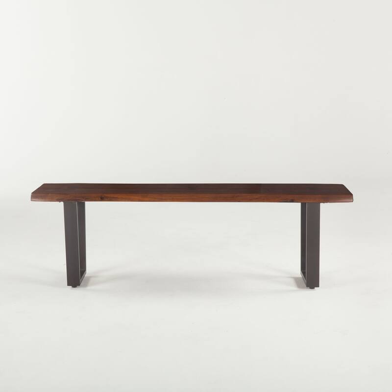 Belfrie Cast Iron Acacia Live Edge Dining Bench