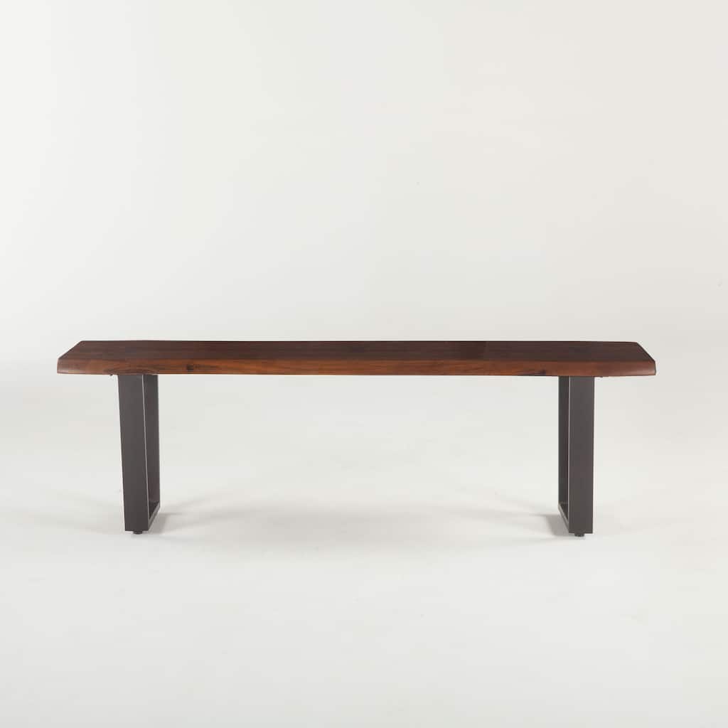 Belfrie Cast Iron Acacia Live Edge Dining Bench