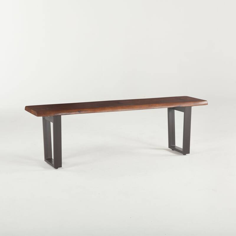 Belfrie Cast Iron Acacia Live Edge Dining Bench