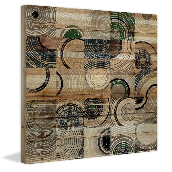 Marmont Hill - Handmade Swirling Rings Painting Print on Natural Pine Wood