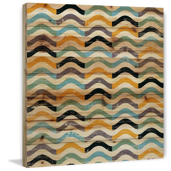 Marmont Hill - Handmade Squiggles Painting Print on Natural Pine Wood