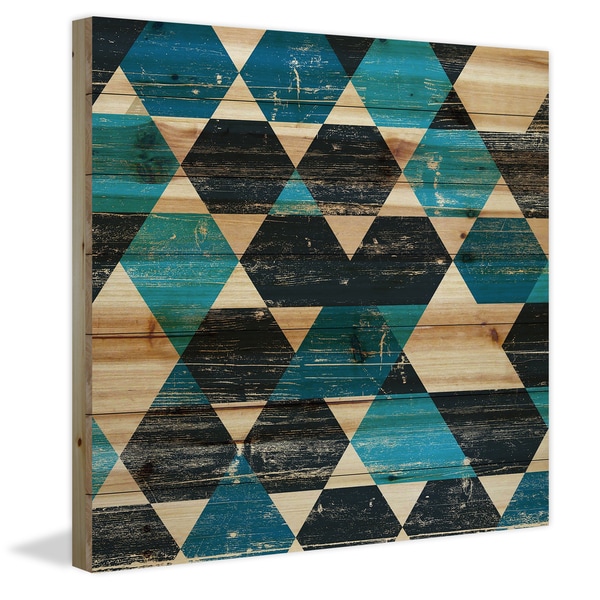 Marmont Hill - Handmade Peeking Blue Painting Print on Natural Pine Wood