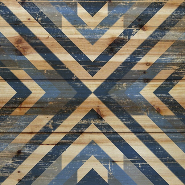 Marmont Hill - Handmade Converging Blues Painting Print on Natural Pine Wood