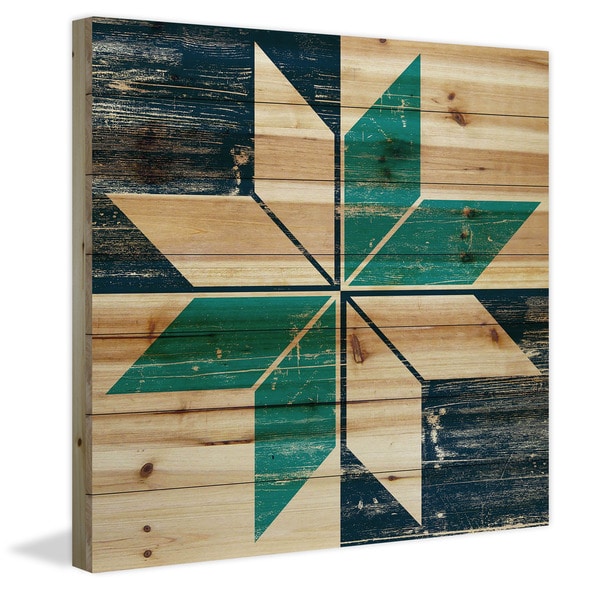 Marmont Hill - Handmade Green Petals Painting Print on Natural Pine Wood