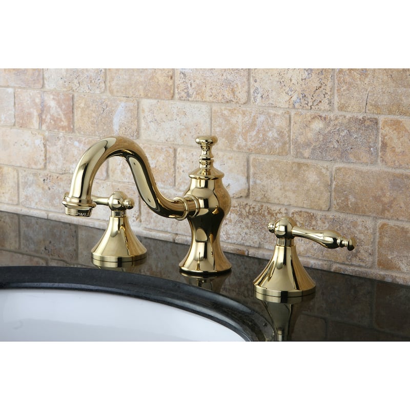 Kingston Brass Victorian Nuovo Lever Widespread Bathroom Faucet - Polished brass