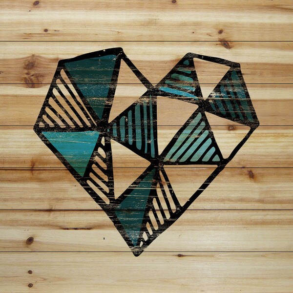 Marmont Hill - Handmade Indigo Heart Painting Print on Natural Pine Wood