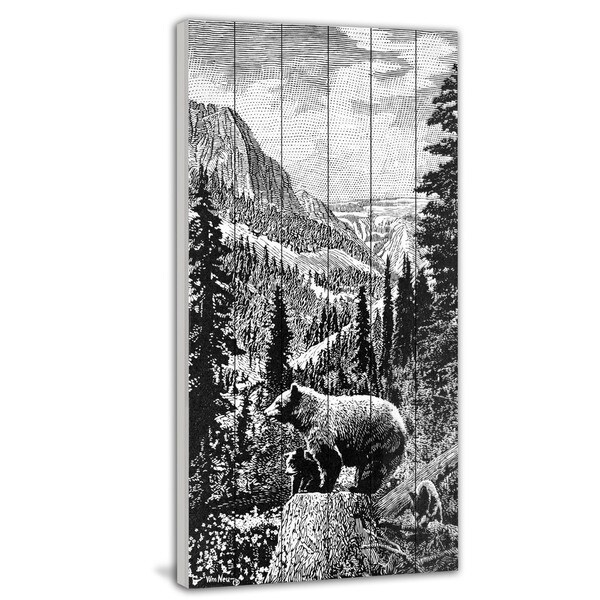 Marmont Hill - Handmade Yellowstone Bears Painting Print on White Wood