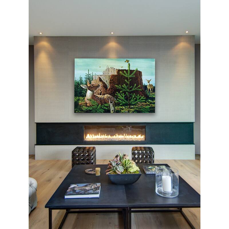 Marmont Hill - 'Butterfly and Deer' Painting Print on Wrapped Canvas - Multi-Color