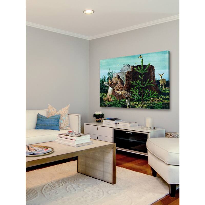 Marmont Hill - 'Butterfly and Deer' Painting Print on Wrapped Canvas - Multi-Color