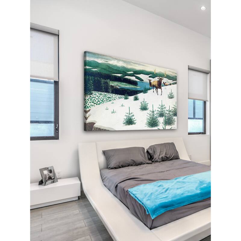 Marmont Hill - 'Elk in Snow' Painting Print on Wrapped Canvas - Multi-Color