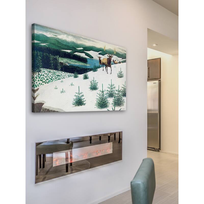 Marmont Hill - 'Elk in Snow' Painting Print on Wrapped Canvas - Multi-Color