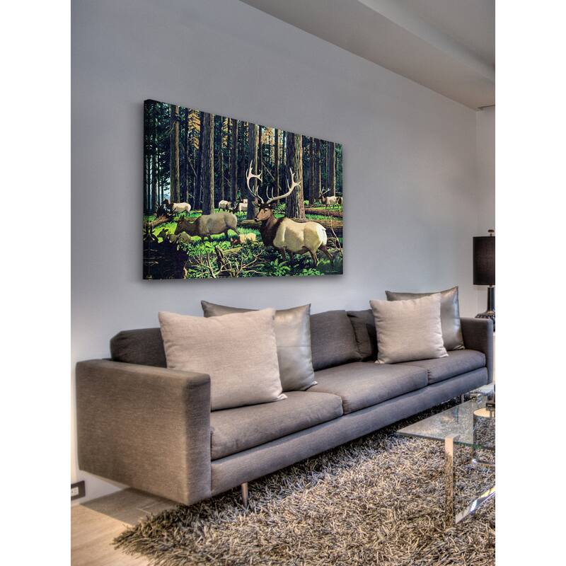 Marmont Hill - 'Elk Herd' Painting Print on Wrapped Canvas - Multi-Color
