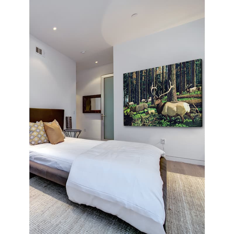 Marmont Hill - 'Elk Herd' Painting Print on Wrapped Canvas - Multi-Color