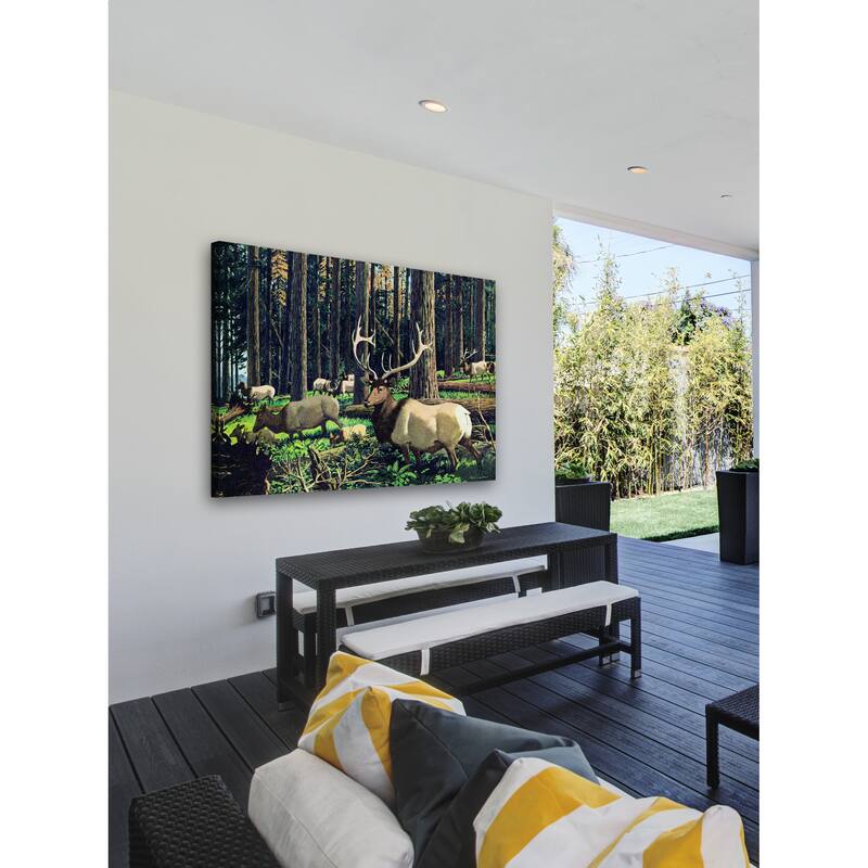 Marmont Hill - 'Elk Herd' Painting Print on Wrapped Canvas - Multi-Color