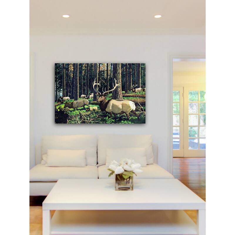 Marmont Hill - 'Elk Herd' Painting Print on Wrapped Canvas - Multi-Color