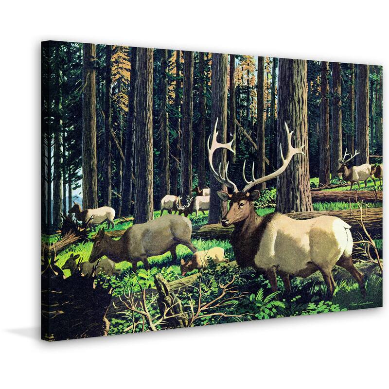 Marmont Hill - 'Elk Herd' Painting Print on Wrapped Canvas - Multi-Color