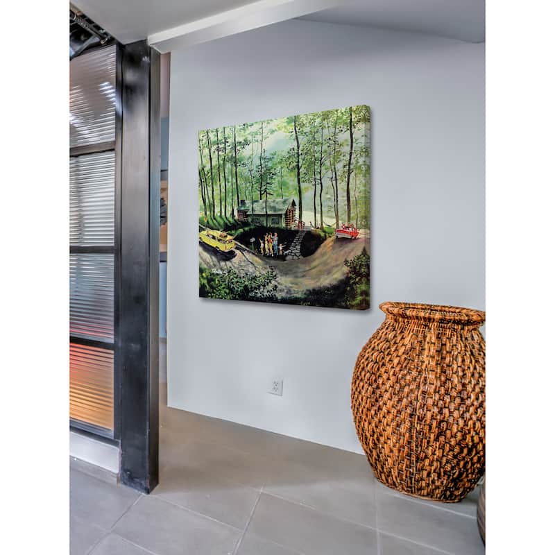 Marmont Hill - 'Cabin in the Woods' Painting Print on Wrapped Canvas - Multi-Color