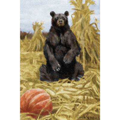 Marmont Hill - 'Bear in Hay' Painting Print on Wrapped Canvas - Multi-Color