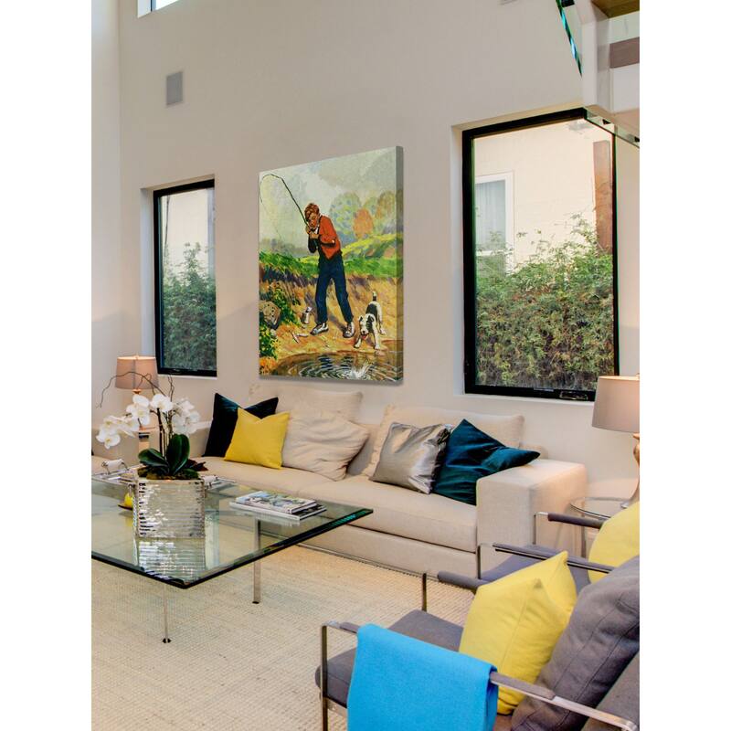 Marmont Hill - 'Boy Fishes' Painting Print on Wrapped Canvas - Multi-Color