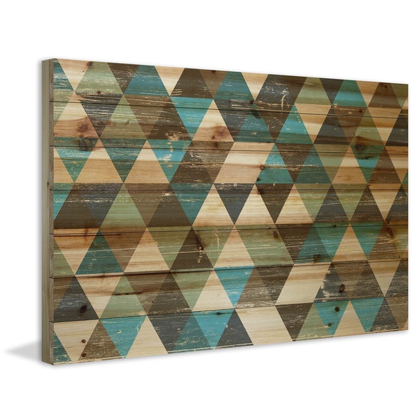 Marmont Hill - Handmade Tans and Blues Painting Print on Natural Pine Wood