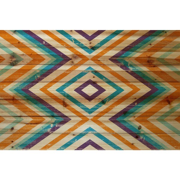 Marmont Hill - Handmade Orange Lines Painting Print on Natural Pine Wood