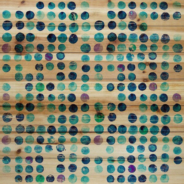 Marmont Hill - Handmade Blue Dots Painting Print on Natural Pine Wood