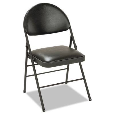 Cosco XL Folding Chairs Vinyl Seat and Back Black 4/Carton