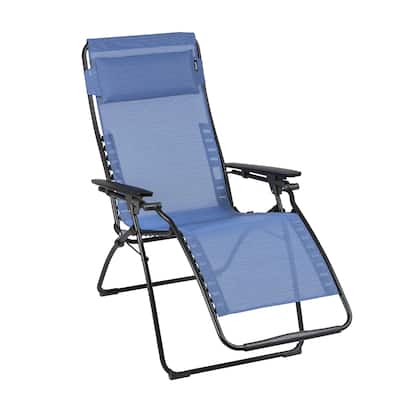 Lafuma Futura Black Steel Frame Zero Gravity Recliner with Outremer Batyline Duo Fabric