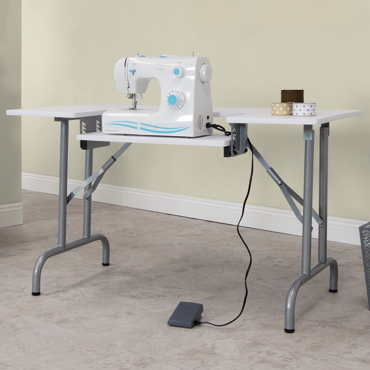 Fashion Sewing Cabinets 299 Folding Sewing Machine Table White Talkingbread Co Il