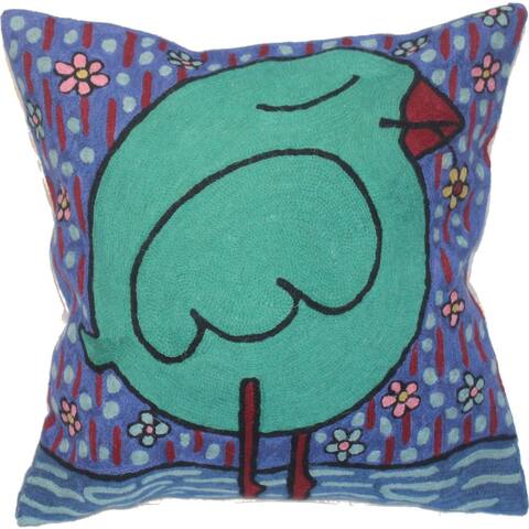 Handmade Romantic Bird Pillow Cover (India)