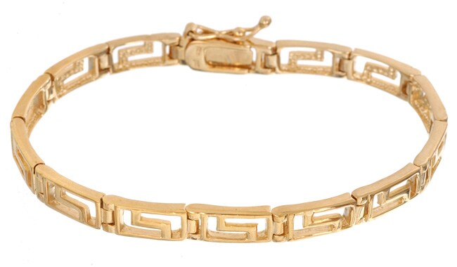 Mondevio 18k Gold Over Silver Greek Key Link Bracelet Free Shipping   Mondevio 18k Gold Over Silver Greek Key Link Bracelet L1019447 