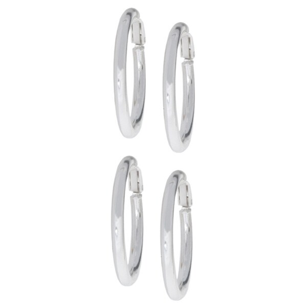Mondevio Sterling Silver Clip On Hoop Earrings 2 Pairs Free Mondevio Sterling Silver Clip On Hoop Earrings 2 Pairs