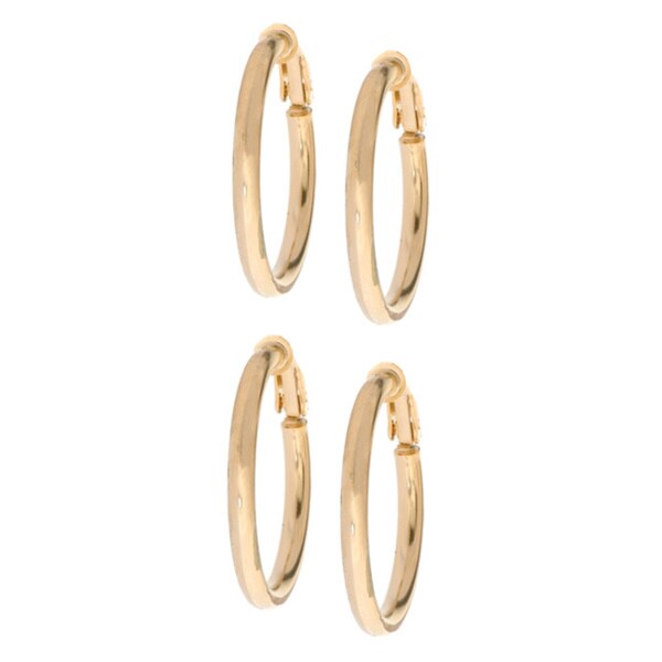 Mondevio 18k Gold Over Sterling Silver Clip Hoop Earrings Set Mondevio 18k Gold Over Sterling Silver Clip Hoop Earrings Set Of 2 Pairs