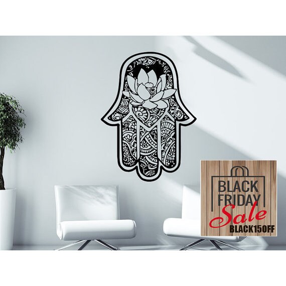 Shop Hamsa Wall Decal Vinyl Sticker Decals Home Decor Hamsa Hand Indian Buddha Yoga Sticker Decall Size 44x60 Color Black Overstock 14005702