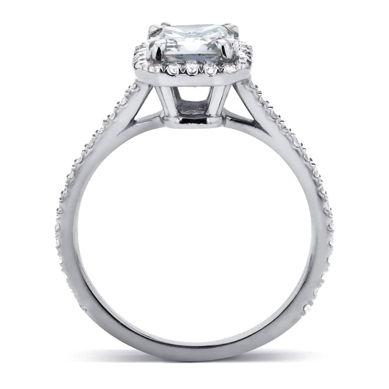 Annello by Kobelli 14k White Gold 1 2/5ct TGW Cushion Moissanite and Diamond Halo Engagement Ring