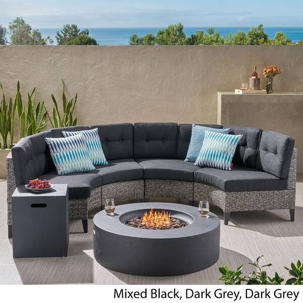 Shop Navagio Outdoor 6 Piece Wicker Half Round Sofa Set With Fire
