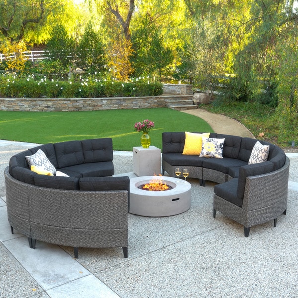 round garden sofa and table