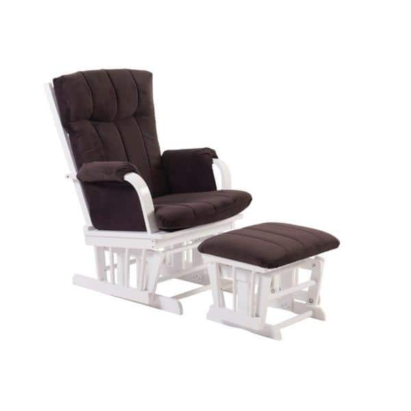 Artiva USA Home Deluxe Brown Microfiber and White Glider and Ottoman