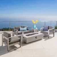 Cape Coral Outdoor 4 Seater Chat Set with Fire Pit  by Christopher Knight Home