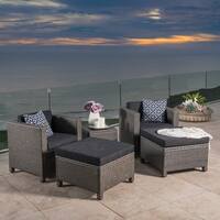 Puerta 5-piece Outdoor Wicker Chat Set with Water Resistant Cushions by Christopher Knight Home