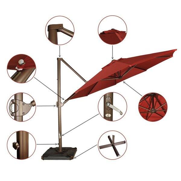 Shop Black Friday Deals On Abba Patio 11 Feet Offset Cantilever Umbrella Outdoor Patio Hanging Umbrella With Cross Base Red Overstock 14022576