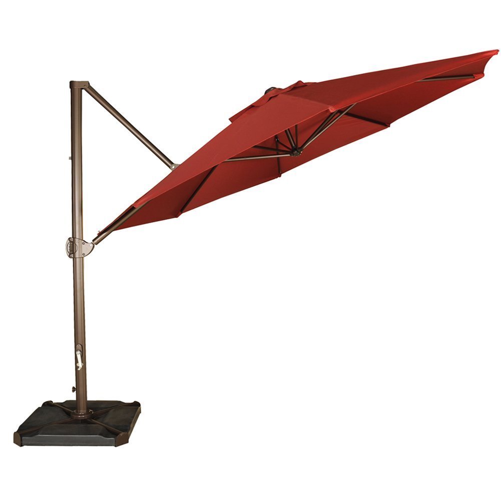 Shop Black Friday Deals On Abba Patio 11 Feet Offset Cantilever Umbrella Outdoor Patio Hanging Umbrella With Cross Base Red Overstock 14022576