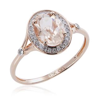 Morganite Rings For Less 10k Rose Gold 1 21ct Tw Morganite And Diamond Split Shank Ring G H I2