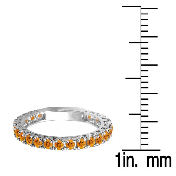 Yellow Citrine Wedding Band!Engagement Ring,14K White Gold,Anniversary Stackable