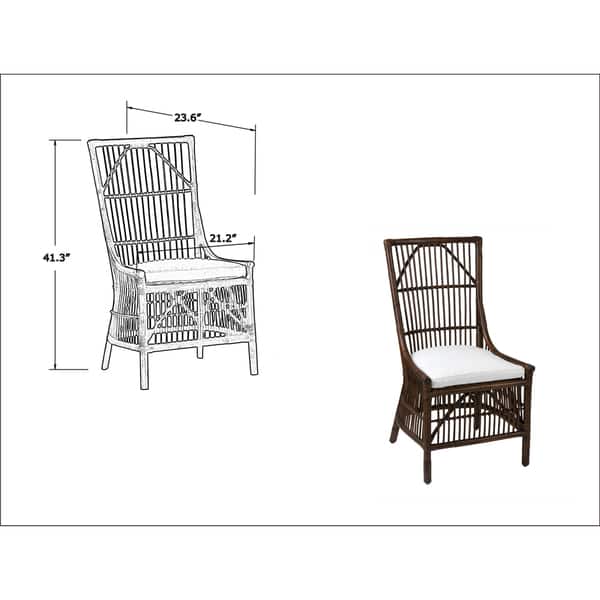 Brown Rattan Cushioned Accent Chairs - Set of 2
