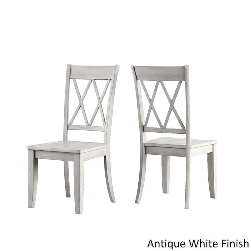 Eleanor Oak Solid Wood Oval Table and X Back Chairs 5-piece Dining Set by iNSPIRE Q Classic - Oak Table - Antique White Chairs