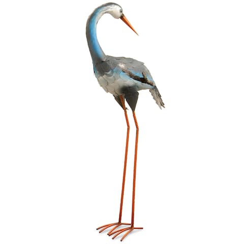 National Tree Company Garden Accents Blue Metal Crane Statue (39 in.)