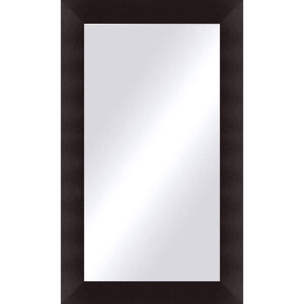 Oversized Open Grain Espresso Wood Frame Mirror - Brown