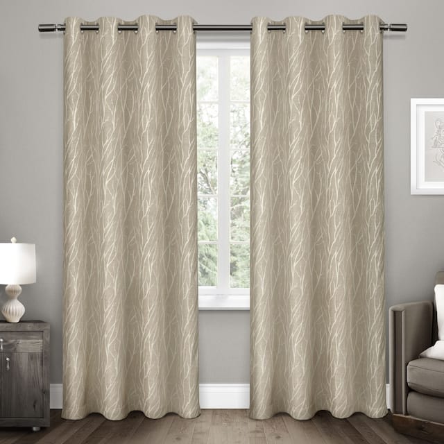 ATI Home Forest Hill Woven Blackout Grommet Top Curtain Panel Pair - 52x96 - Natural