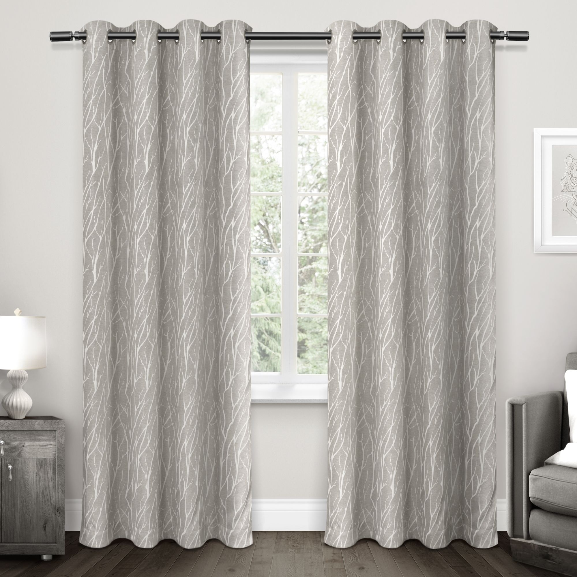 Ati Home Forest Hill Woven Blackout Grommet Top Curtain Panel Pair